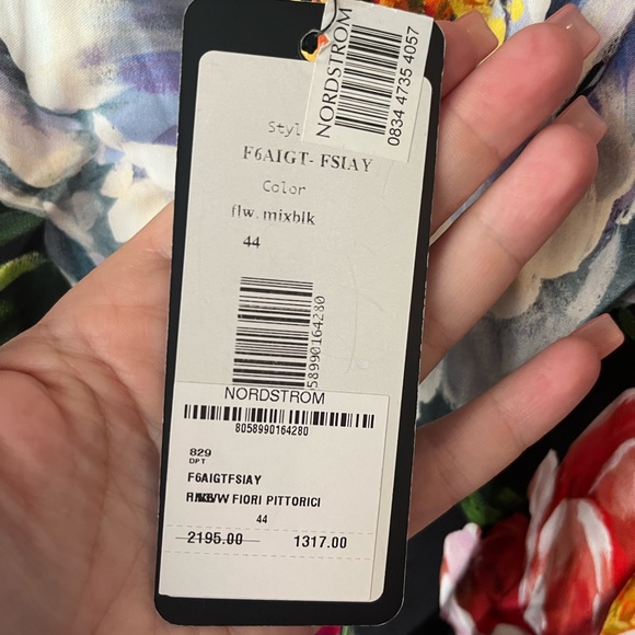 Dolce & Gabbana Floral-Printed Satin Mini Dress size 44 8 NEW long sleeve - Picture 12 of 13